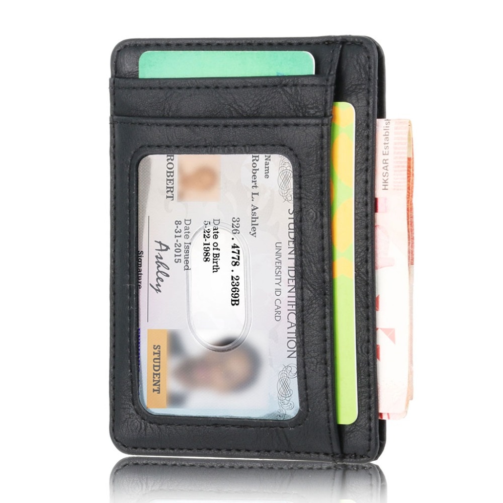 Slim RFID Blocking Leather Wallet Credit ID Card Holder Purse Money Case for Men Women 2018 ...